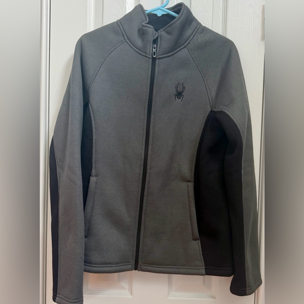 Spyder Gray & Black Full Zip Performance Fleece Jacket
